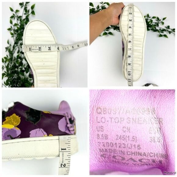 Coach Sneakers low-top platform sneakers Purple Floral 8.5 - Picture 7 of 11